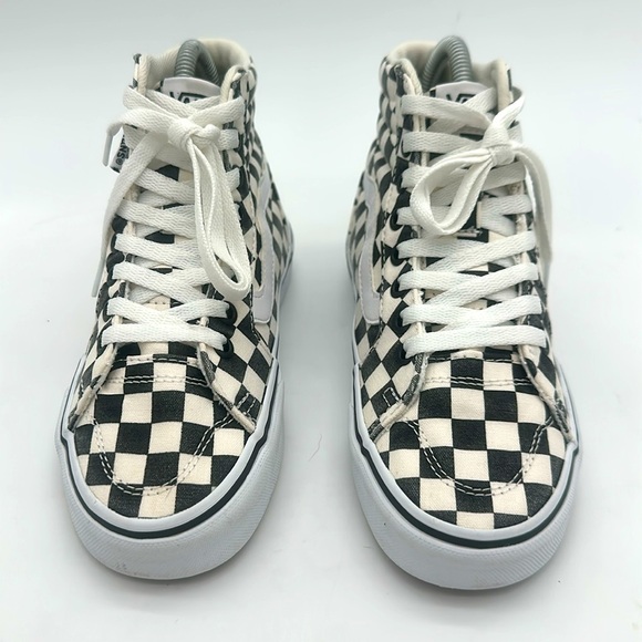 Vans Sk8 Hi Shoes Sneakers Women’s 5.0 Black White Canvas Checkerboard - Picture 6 of 13